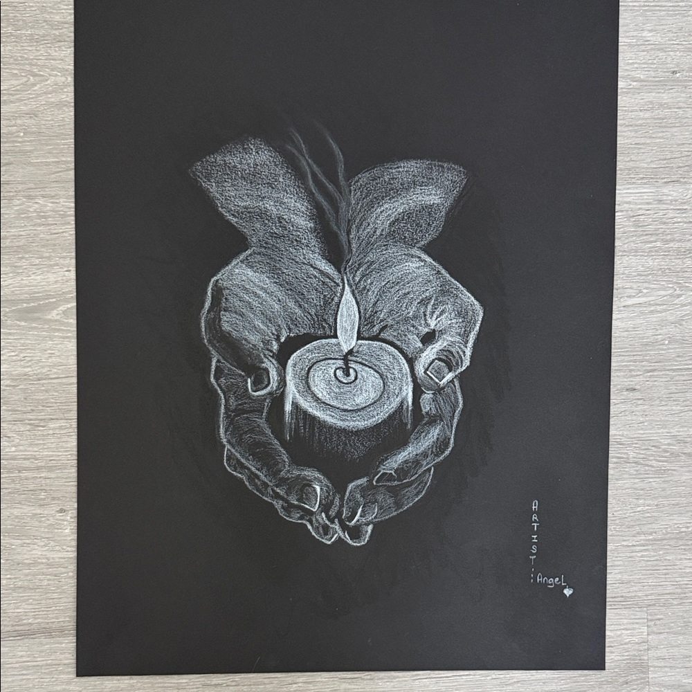 Black and White Candle Art Print - Picture 1 of 1